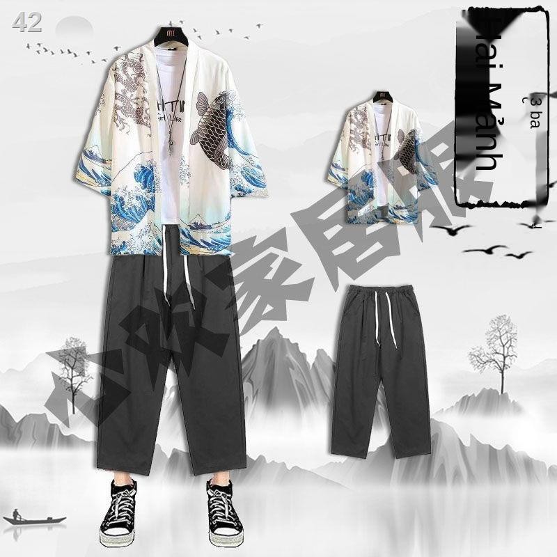 Trung Quốc phong cách nam quần âu mùa hè Nhật Bản áo cardigan giản dị khoác chống nắng gió cổ tích Hanfu