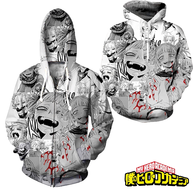 Áo hoodie nam kiểu chui đầu in hình nhân vật Himiko Toga độc đáo