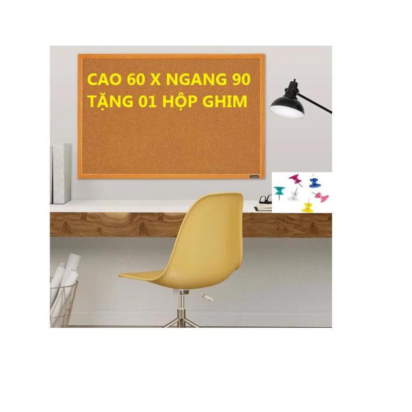 Bảng ghim bần khung gỗ tự nhiên 60 x 90 cm - Tiêu chuẩn xuất khẩu Mỹ