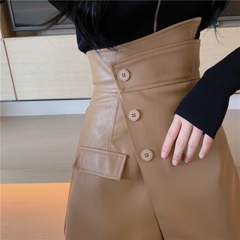 Quần sooc da giả váy vạt lệch siêu hot hit | BigBuy360 - bigbuy360.vn