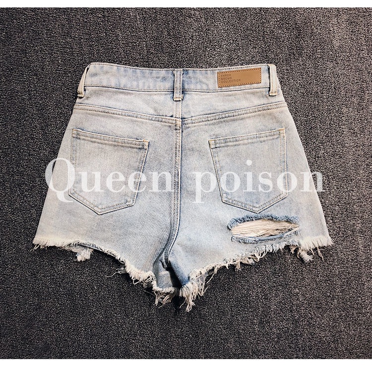 Quần short denim lưng cao thiết kế mới thời trang mùa hè cho nữ 2021