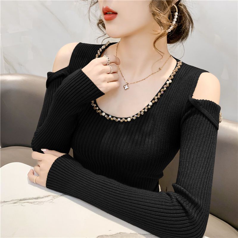 Áo Len Tay Dài Hở Vai Phong Cách Mới Dành Cho Nữ