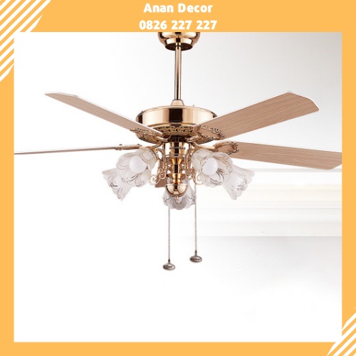 Quạt trần đèn trang trí 4 cánh sải rộng kiểu dáng tân cổ điển 52YFA-1010A AS