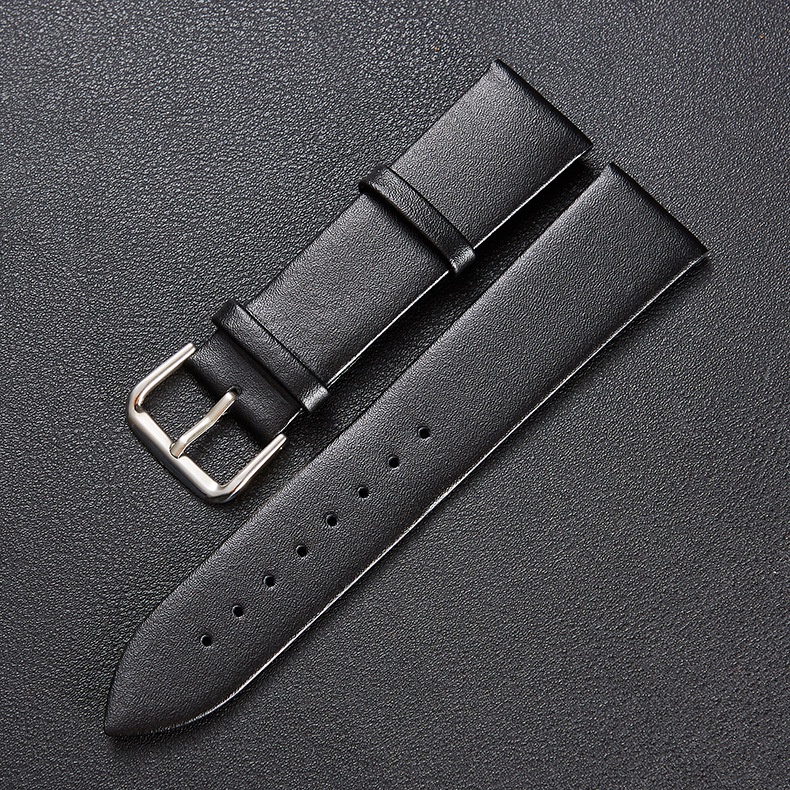 Dây Đeo Đồng Hồ Thay Thế Bằng Da Thật Siêu Mỏng Màu Nâu/Đen 16/18/20/22/24mm