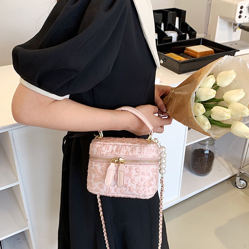 Túi Đeo Vai Có Khóa Kéo Đính Ngọc Trai Thời Trang Cho Nữ