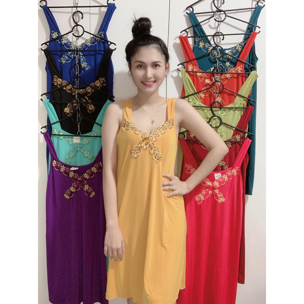 Đầm Ngủ Hai Dây Thun Lạnh Sexy Tôn Dáng &lt; 65kg