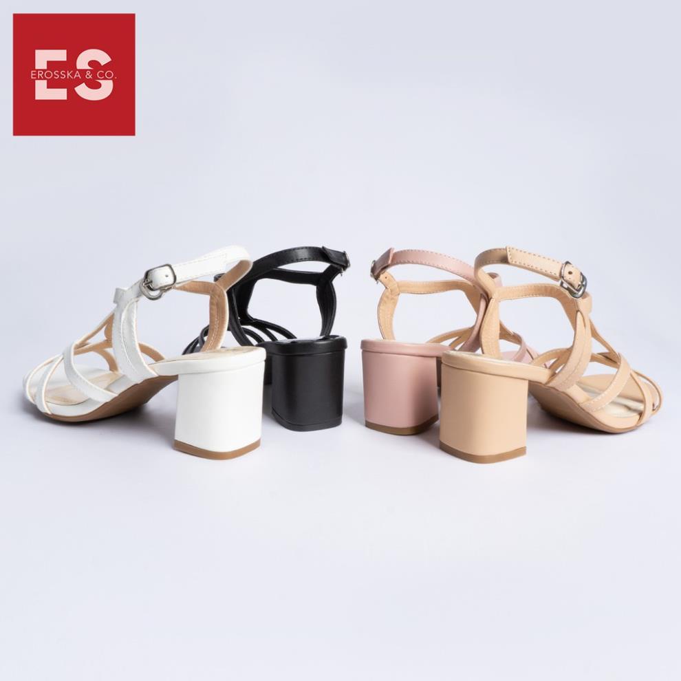 Carl & Ane - Giày sandal phối dây mũi vuông gót cao 5cm màu nude _ CS002 HOT
