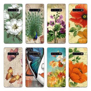 Ốp điện thoại TPU mềm hình chim công bươm bướm cho Samsung Galaxy S7/S6 Edge/ A6/A8 Plus 2018