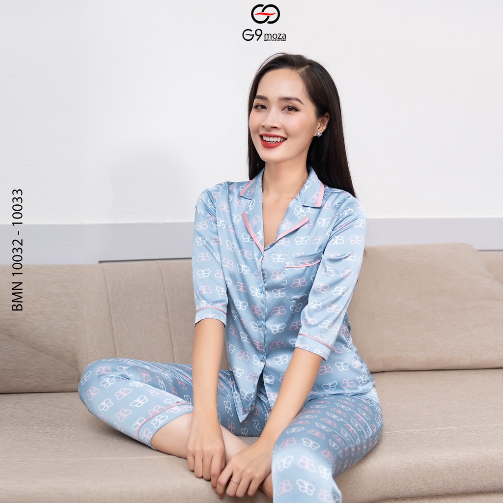 Bộ pyjama 10032 G9moza chất liệu lụa mềm mịn