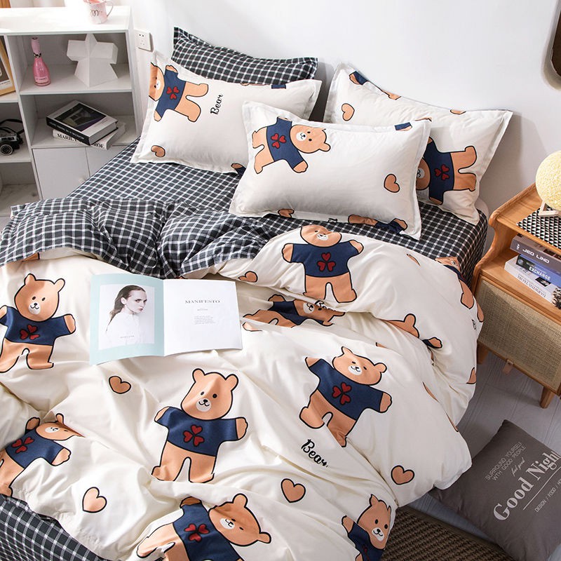 Bộ Chăn Ga Và Vỏ Gối 4 Trong 1 Chất Liệu Cotton 2 Trong 1