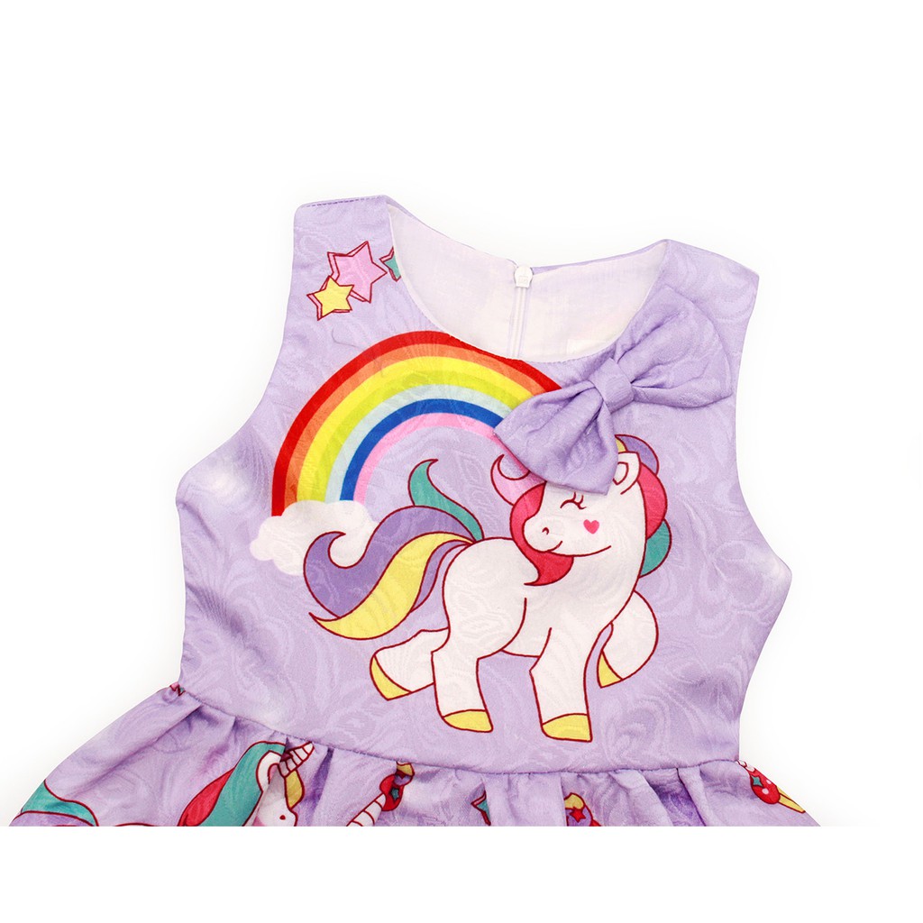 Christmas Unicorn Dress Rainbow Baby Girl Clothes Cartoon Print Cotton Accessories Simple