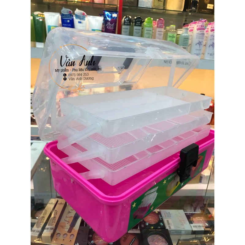 Cốp nhựa 3 tầng đựng đồ nail, tặng thêm phần quà nhỏ xinh xinh