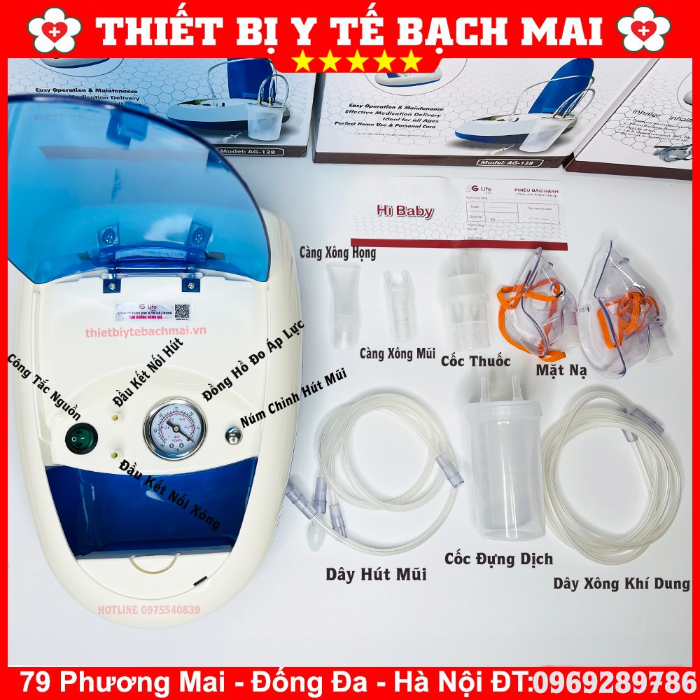 [NEW 2020] Máy Xông Hút Mũi 2 In 1 AG Life Hi Baby Phiên Bản Mới Có Đồng Hồ Áp Lực [Ấn Độ - BH 08 Năm]