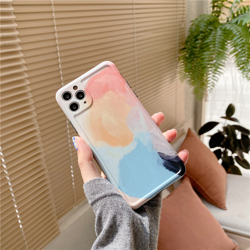 DINUO-Applicable iPhone12 watercolor oil painting 11ProMax mobile phone case XR Apple SE art Xs Korean style 7/8Plus