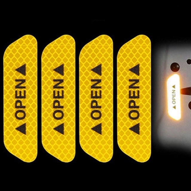 Bộ 4 Miếng Dán logo Cảnh Báo Mở Cửa Phản Quang An Toàn