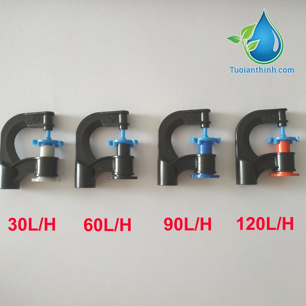 Bộ 10 béc tưới cây phun mưa tưới gốc AG08 CÓ MIẾNG CHẶN điều chỉnh bán kính tưới 30-60-90-120L/H