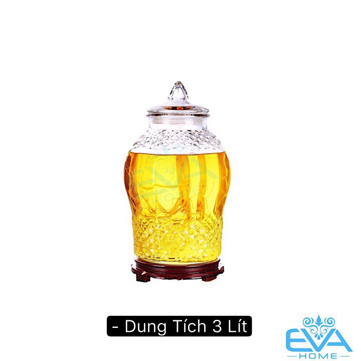 Bình Ngâm Thủy Tinh 3 Lít Dáng Chum Hoạ Tiết Kim Cương 8833 - 3L