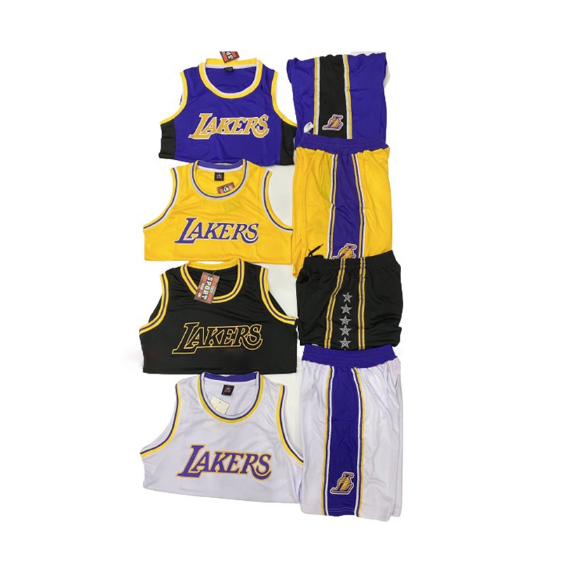 Bộ quần áo thể thao bóng rổ nam nữ NBA Los Angeles Lakers trơn không số Thoáng mát, thấm hút tốt mồ hôi