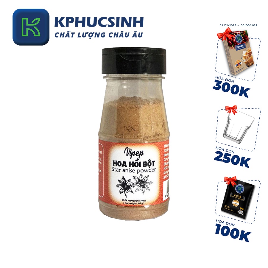 Hoa hồi bột Vipep 40g nguyên chất KPHUCSINH - Hàng Chính Hãng