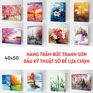 Tranh Sơn Dầu Số Hóa Hoa Cây Cỏ HOT 2020 Tổng Hợp MiMi HHM01 Tranh Tự Tô Màu Theo Số Có Khung Full Phụ Kiện