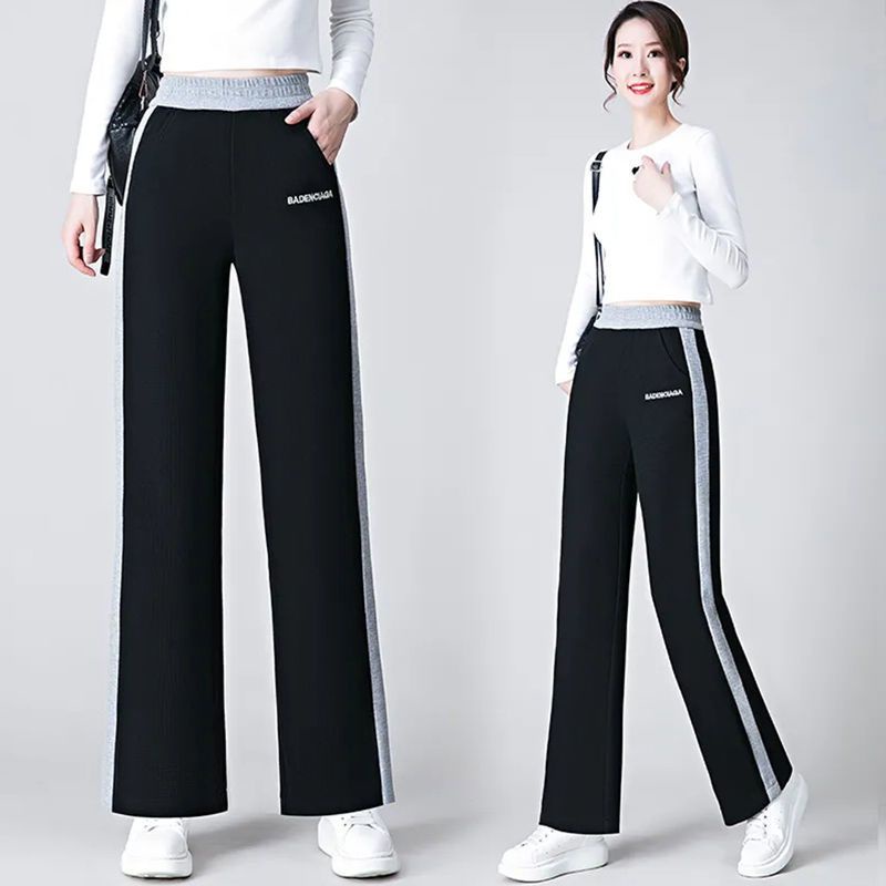 Jiashucheng Quần Thể Thao Ống Rộng Mỏng Màu Xám Phong Cách Harajuku Thu Đông Cho Nữ