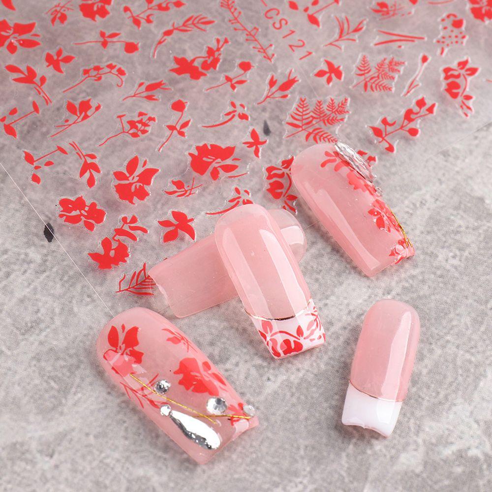 HS Sticker Dán Móng Họa Tiết Hoa Lá Mùa Hè Đơn Giản