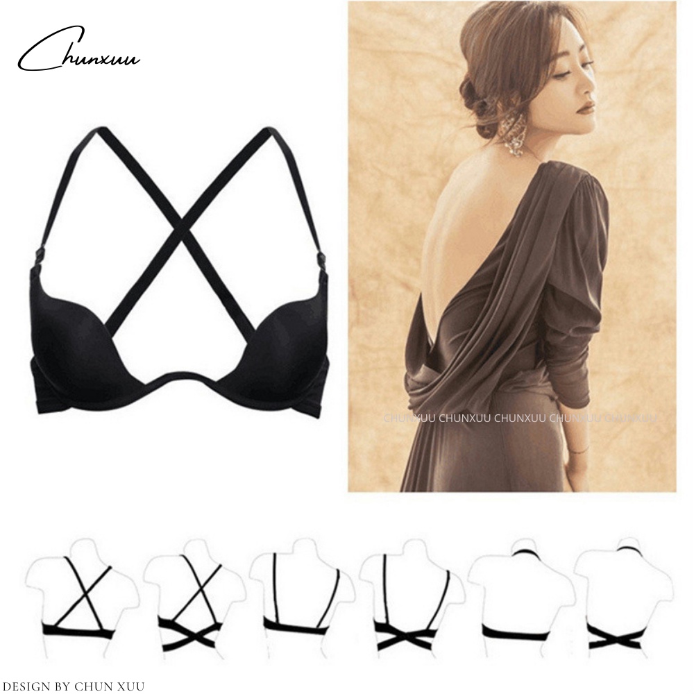 Áo ngực nữ hở lưng vải đúc su có gọng đệm kép thiết kế thời trang nâng đẩy ngực ChunXuu - AV55