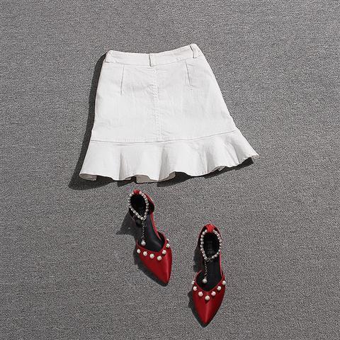 Chân Váy Denim Phối Bèo Xinh Xắn Dành Cho Nữ | BigBuy360 - bigbuy360.vn