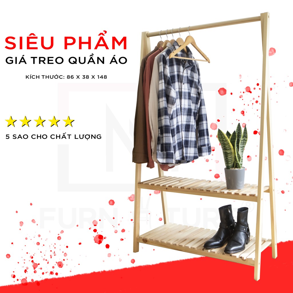 GIÁ TREO QUẦN ÁO CHỮ A HÀN QUỐC 2 TẦNG (MÀU GỖ) - A HANGER 2F - NỘI THẤT CĂN HỘ