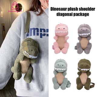 Women Cute Dinosaur Doll Crossbody Bags Plush Purse Shoulder Small Handbag