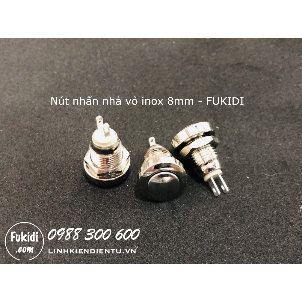 Nút nhấn nhả phi 8mm, vỏ kim inox cao cấp, chống nước IP65, đầu nút hình cầu