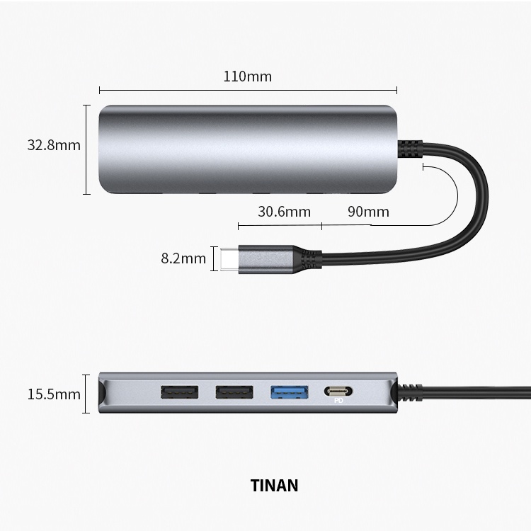 Bộ Adapter Chuyển Đổi TypeC Sang HDMI 4K/ USB/ PD100W, Dùng Cho Máy Tính, Điện Thoại