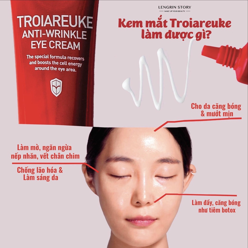 MUA 2 GIẢM 50% -Kem mắt xóa nhăn trẻ hóa da Troiareuke Anti-Wrinkle Eye Cream