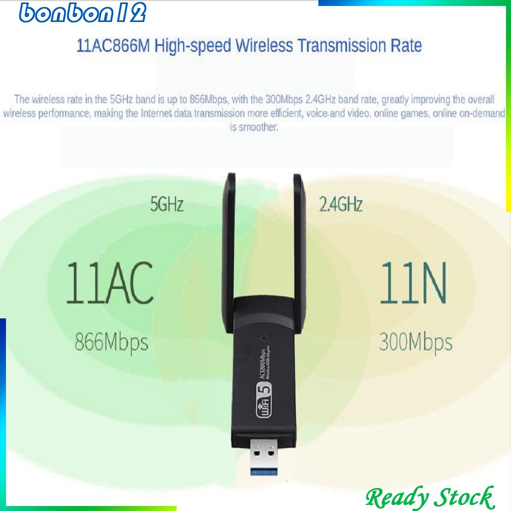 Usb Wifi 2.4 & 5ghz Kèm 2 Ăng Ten Cho Máy Tính | BigBuy360 - bigbuy360.vn