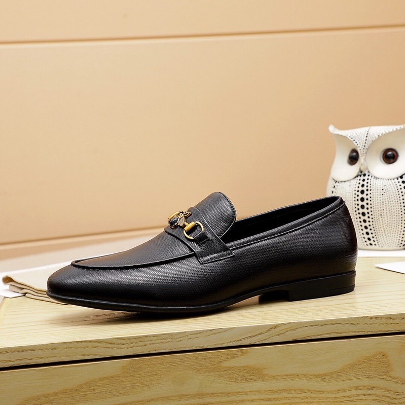 Giày tây lười cao cấp da thật thương hiệu Gucci GC/GG dáng công sở lịch lãm cho nam