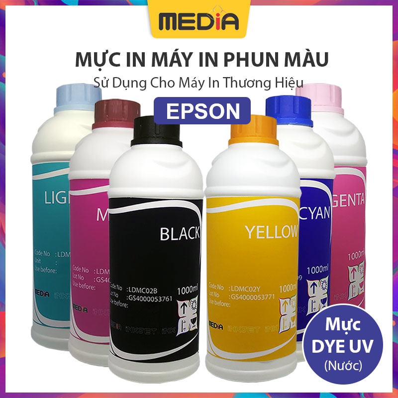 Mực In Phun Màu Media DYE UV Cho Máy In Epson 1000ml