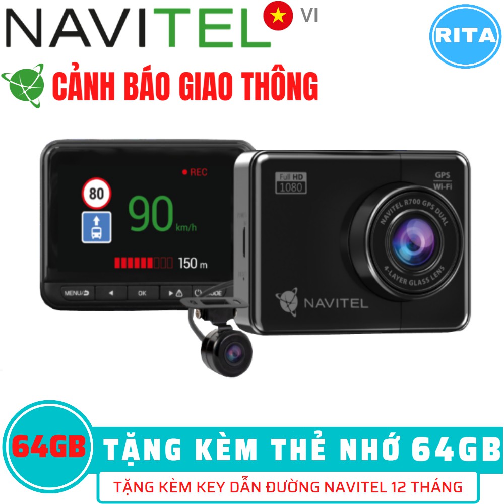 Camera Hành Trình Navitel R700 GPS Dual [Kèm Thẻ Nhớ 64Gb]