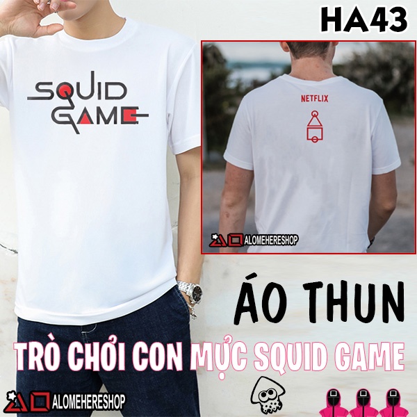 Áo Thun Trắng Trò Chơi Con Mực Squid Game Hot Film 2021 Hai Phiên Bản Anh Có Clip Áo Thực Tế