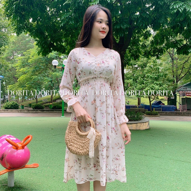 Váy Babydoll tiểu thư trễ vai Voan tơ Hàn Quốc, Đầm Babydoll Voan tơ Lizi | BigBuy360 - bigbuy360.vn