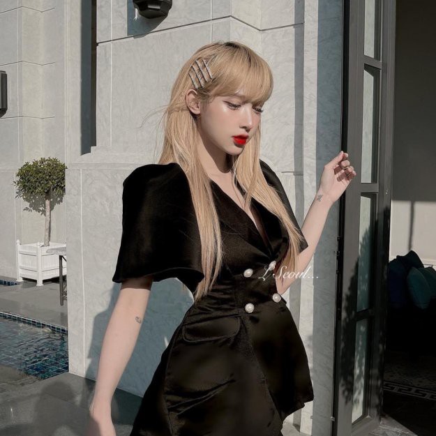 Váy Xòe Tay Phồng Kiểu Măng Tô Kèm Quần Short LSEOUL B0774 Chất Tafta Sang Trọng Ngọt Ngào Nữ Tính