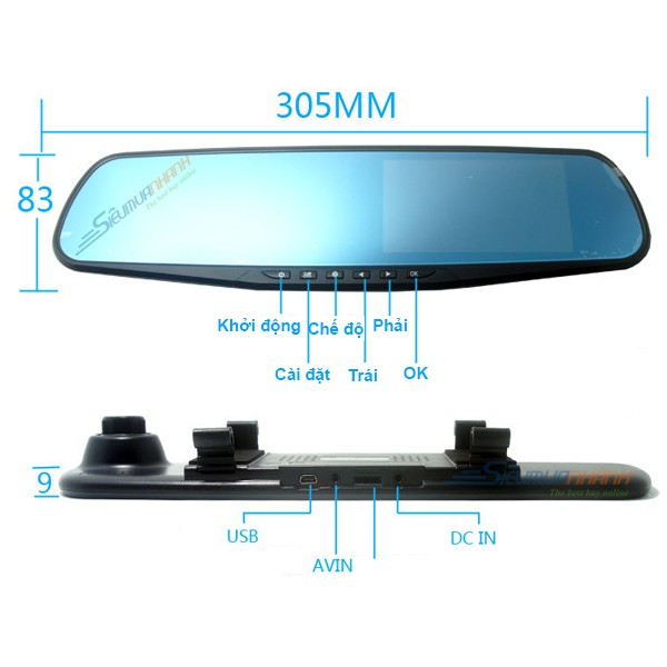 Camera hành trình ô tô xe hơi xe tải oto x700 dạng gương chiếu hậu màn full HD 1080P tích hợp camera sau lùi xe - thẻ 64 | BigBuy360 - bigbuy360.vn