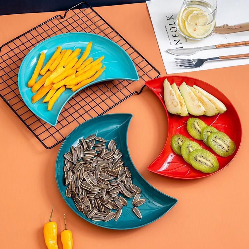 Combo 5 đĩa đựng trái cây, hoa quả, bánh kẹo, đồ ăn hình bán nguyệt - Đĩa nhựa decor