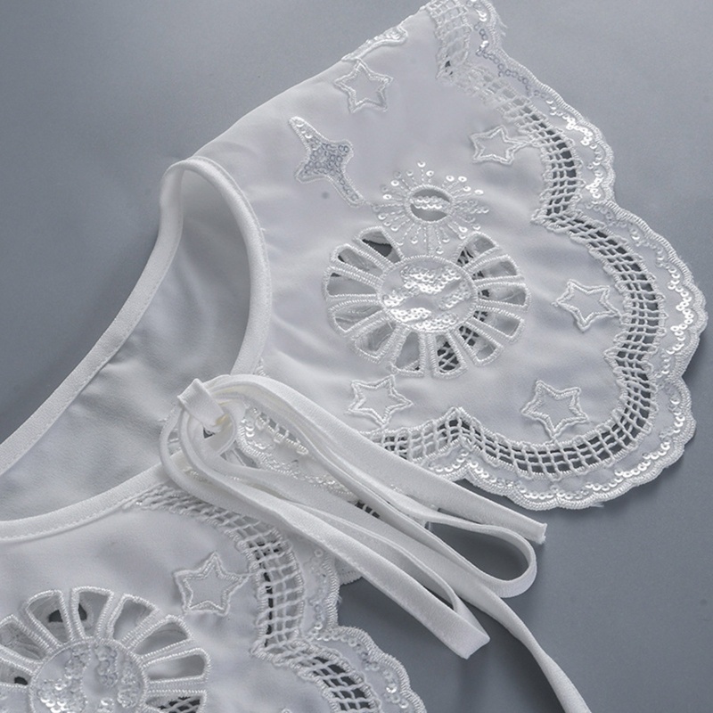 Cổ Áo Ren Rỗng Thêu Ngôi Sao Đính Sequin Có Thể Tháo Rời Cho Nữ