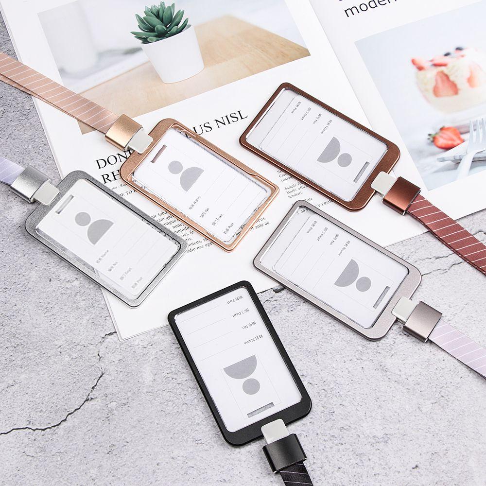 1 Hộp Đựng Thẻ ID Bằng Hợp Kim Nhôm Kèm Dây Đeo Tiện Dụng Cho Trường Học / Văn Phòng MIHAN1 Ốp