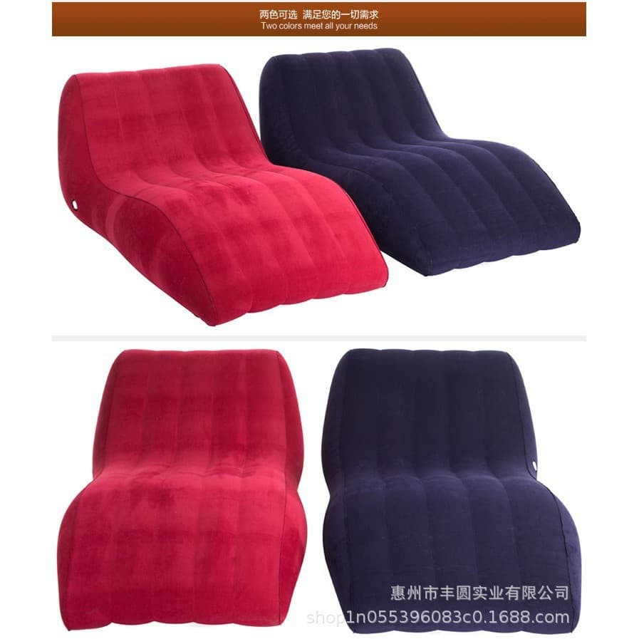 Ghế tình yêu bơm hơi TOUGHAGE kiểu dáng Ghế Sofa Màu Xanh Tím Than &  DO, chất liệu da nỉ TẶNG kèm bơm hơi