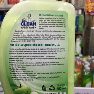 Sữa Rửa Tay Dr. Clean - Táo (500ml)