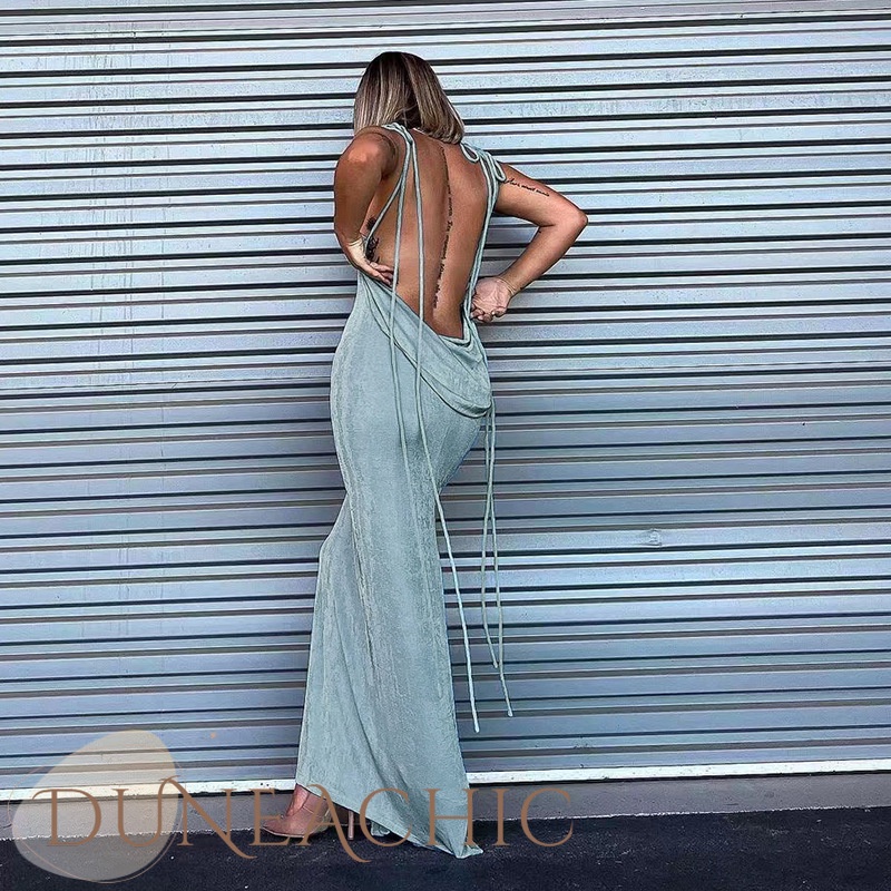 DUNEA Đầm Nữ Hai Dây Hở Lưng Quyến Rũ