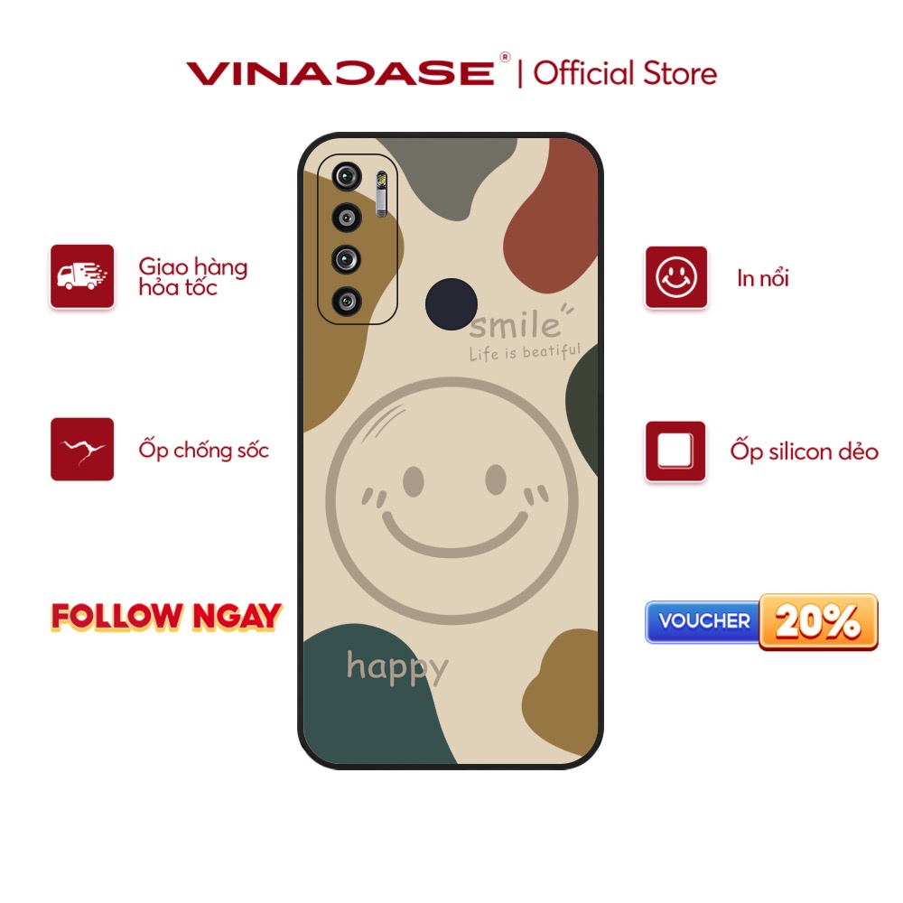 Ốp lưng Vina Case Vsmart Joy 3/Joy 4/Star 3/Aris/....dẻo đen in hình Happy Smile