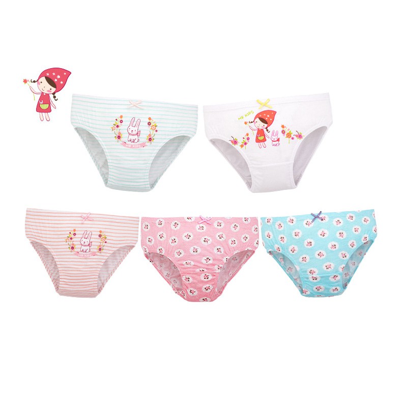 Set 5 quần lót bé gái Hàn Quốc 100% vải cotton thoáng mát, an toàn cho sức khỏe của bé mẫu Cute Rabbit