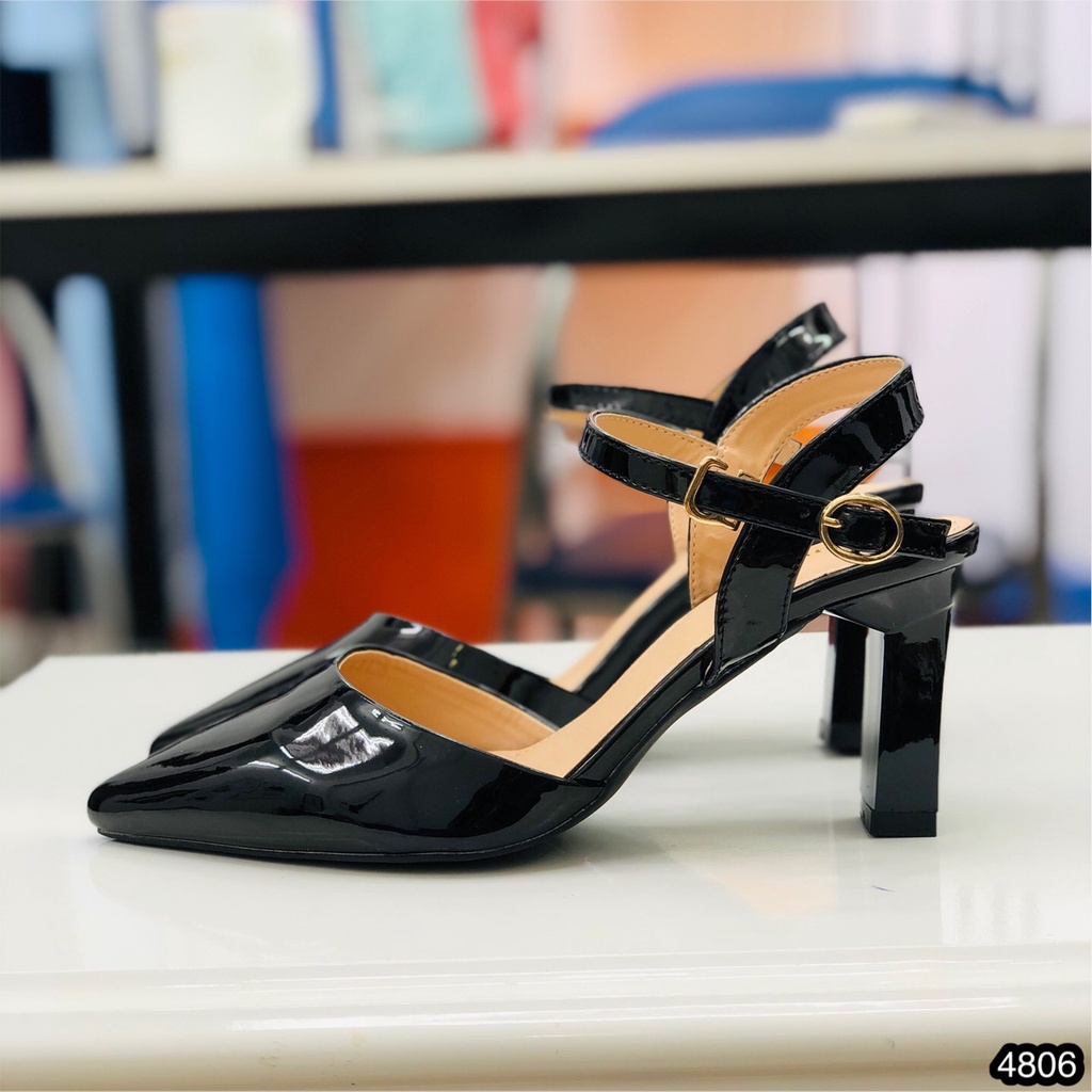 Sandal Nữ Cao Gót Cao Cấp CHIMOKA Gót Nhọn Cao 7 Phân Bít Mũi Nhọn Sang Trọng Thanh Lịch Ba Màu Đen Ghi Nâu 4806